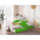 Кровать Мозаика с бортиками и ящиком белый-лайм