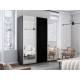 Шкаф-купе Прайм Широкий 3-х дверный два зеркала/стекло черное Серый Диамант