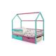 Кровать-домик Svogen с ящиками и бортиком мятный-лаванда