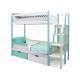 Двухъярусная кровать Svogen с ящиками и бортиком мятно-белый