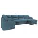 Диван угловой большой П-образный Квин 6 Newtone azure