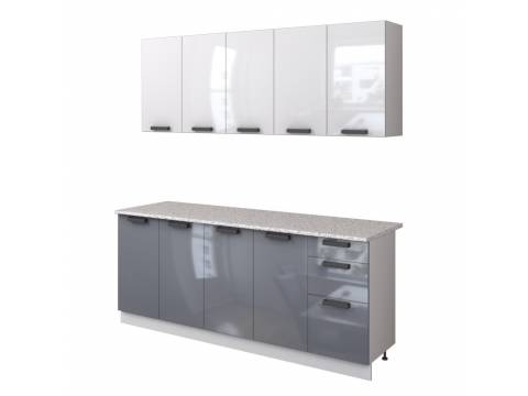 Кухонный гарнитур Аляска белый/серый лед