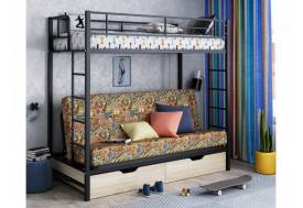 Двухъярусная кровать с диваном Мадлен ЯЯ черный марки