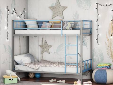 Двухъярусная кровать Севилья-2.01 комбо Серый/Голубой