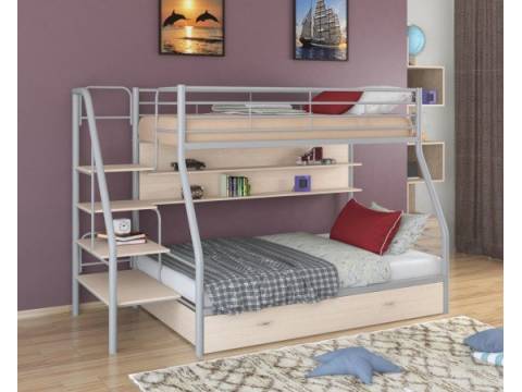 Двухъярусная кровать Толедо 1 ПЯ серый молочный