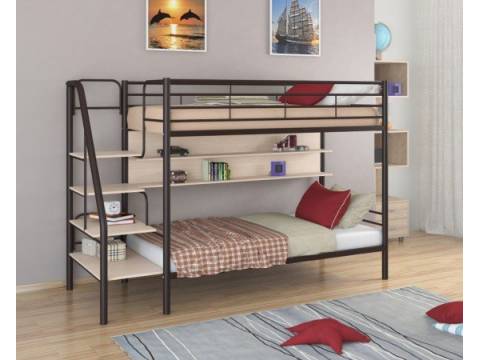 Двухъярусная кровать Толедо П коричневый/молочный