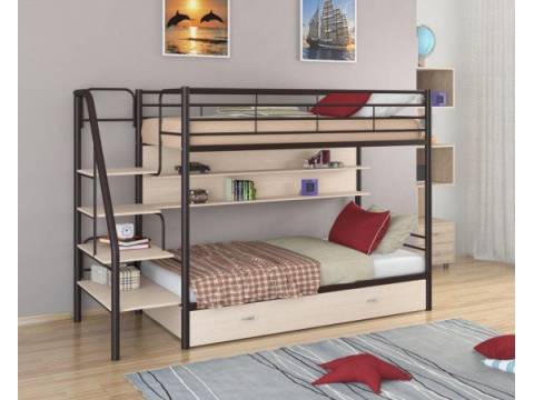 Двухъярусная кровать Толедо ПЯ коричневый дуб молочный