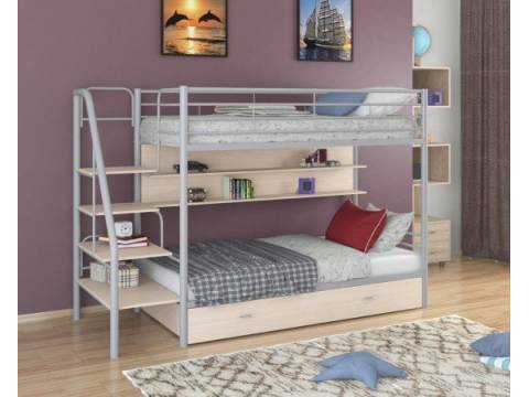 Двухъярусная кровать Толедо ПЯ серый дуб молочный