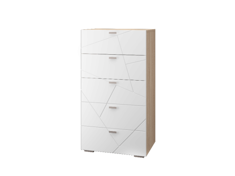 Комод 5 ящиков Скайлайн белый шагрень