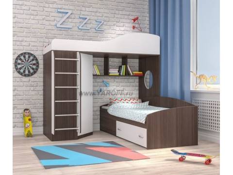 Кровать-чердак Кадет-2 с металлической лестницей
