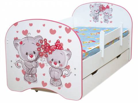 Кровать детская с фотопечатью с 1 ящиком Котята