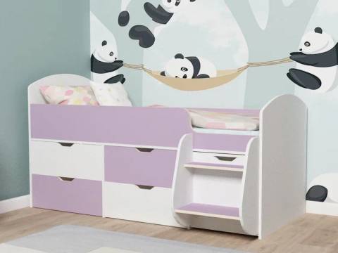 Кровать Малыш-7 белое дерево-ирис