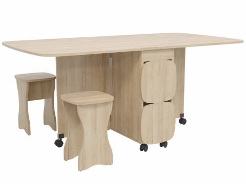 Стол книжка с табуретами 1-6701 дуб ривьера