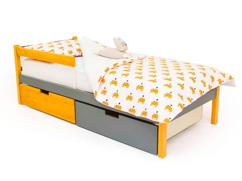 Кровать Svogen classic с ящиками и бортиком дерево-графит