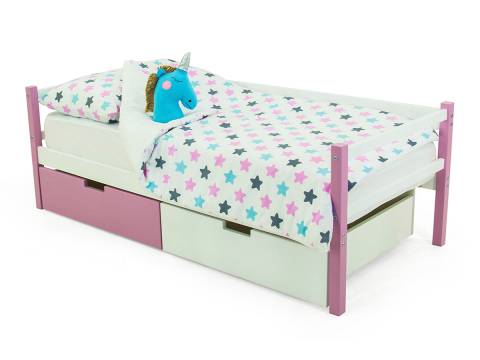 Кровать-тахта Svogen с ящиками лаванда-белый