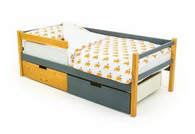 Кровать-тахта Svogen с ящиками и бортиком дерево-графит