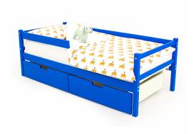 Кровать-тахта Svogen с ящиками и бортиком синий