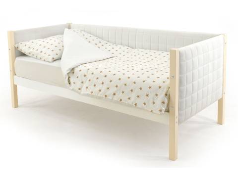 Кровать-тахта мягкая Svogen бежевый-белый