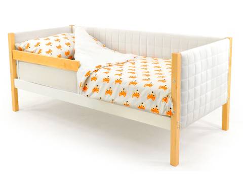 Кровать-тахта мягкая Svogen с бортиком дерево-белый