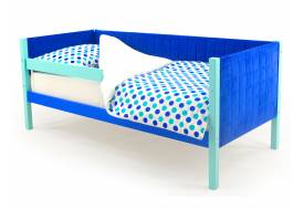Кровать-тахта мягкая Svogen с бортиком мятно-синий