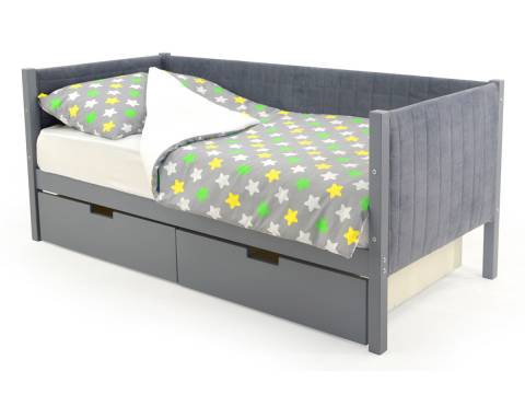 Кровать-тахта мягкая Svogen с ящиками графит