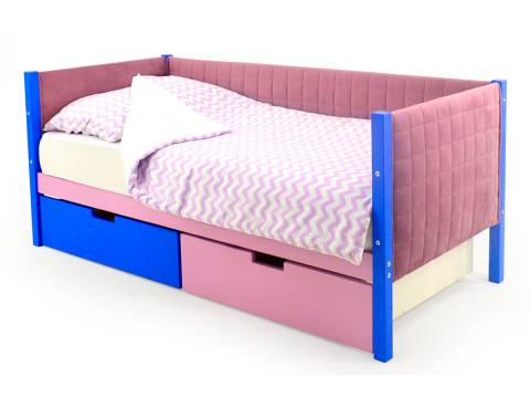 Кровать-тахта мягкая Svogen с ящиками синий-лаванда