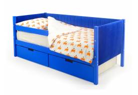 Кровать-тахта мягкая Svogen с ящиками и бортиком синий