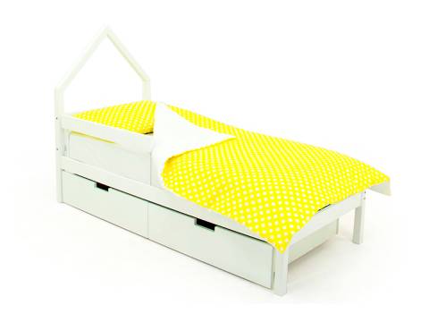 Кровать-домик мини Svogen с ящиками и бортиком белый