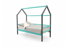 Кровать-домик Svogen графит-мятный