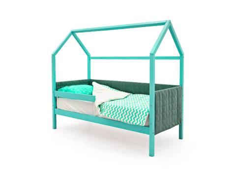 Кровать-домик мягкий Svogen с бортиком мятный