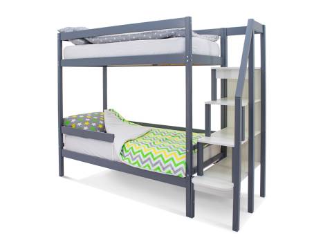 Двухъярусная кровать Svogen с бортиком графит