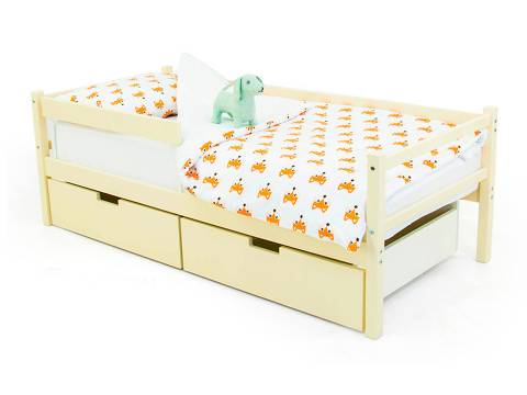 Кровать-тахта Svogen с ящиками и бортиком бежевый