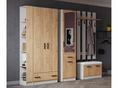 Прихожая Кевин белый/дуб крафт золотой