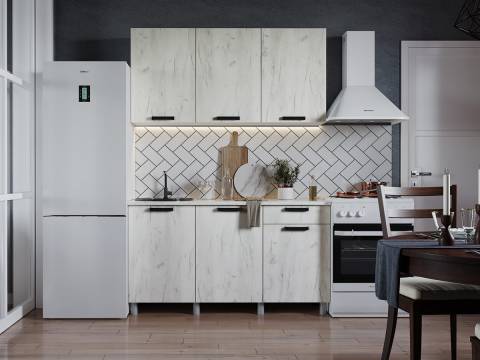 Кухня Диор 1500 дуб крафт белый