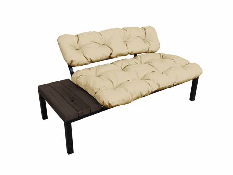 Диван Дачный со столиком бежевая подушка