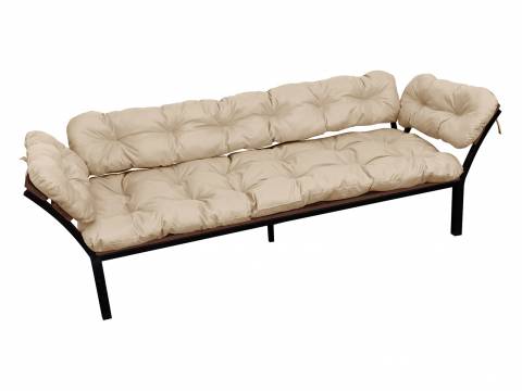 Диван Дачный с подлокотниками бежевая подушка