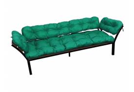 Диван Дачный с подлокотниками зелёная подушка
