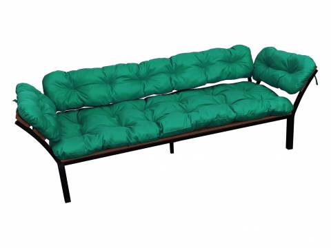 Диван Дачный с подлокотниками зелёная подушка