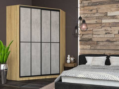 Угловой шкаф-купе Лофт фасад МДФ бетон +