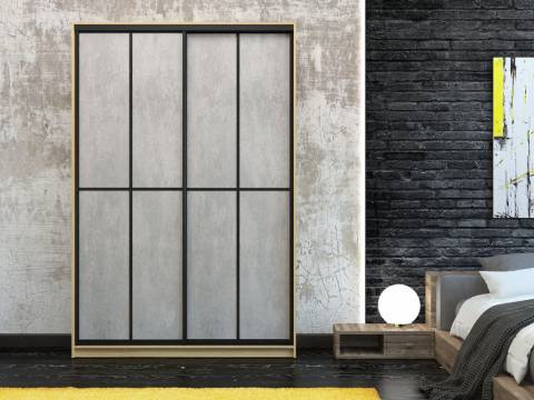 Шкаф-купе Лофт Шк16-47 1600 глубина 470 фасад МДФ бетон +