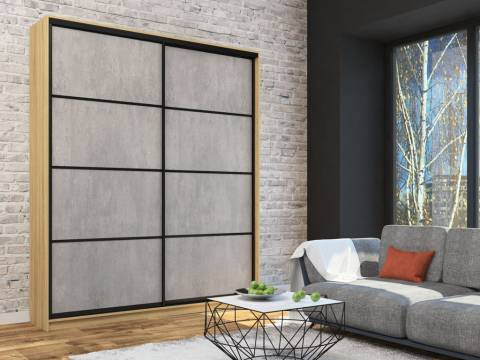 Шкаф-купе Лофт Шк20-47 2000 глубина 470 фасад МДФ бетон 3г