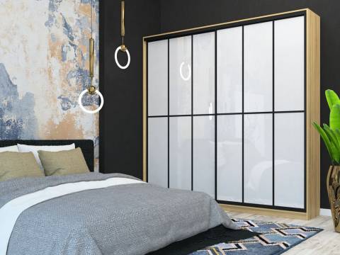 Шкаф-купе Лофт Шк24-47 2400 глубина 470 фасад МДФ белый глянец +