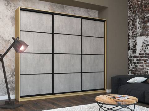 Шкаф-купе Лофт Шк30-60 3000 3 двери глубина 600 фасад МДФ бетон 3г