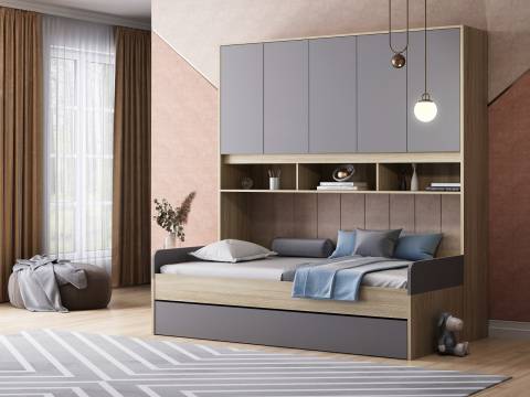 Кровать с антресолью Дельта Нэкст 21.05 графит