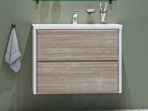 Тумба с раковиной Gesso 80 подвесная белый/дерево