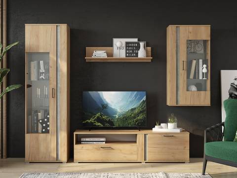 Стенка Омега Крафт золотой-Бетон