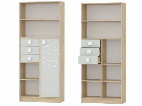 Шкаф стеллаж с дверкой и ящиками Микки 6-9426