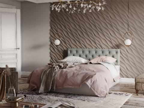 Кровать Луара 01 1400 ортопед с ПМ серая