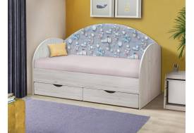 Кровать с продольной мягкой спинкой Софа №11 800х1900 шарики