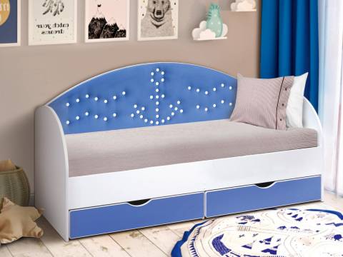 Кровать с продольной мягкой спинкой Якорь 800х1600 мм